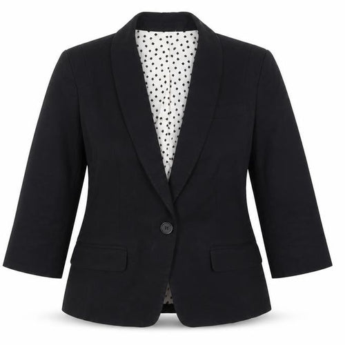 Ann Taylor Women Black Petite Blazer Single-Breasted Size 10P Cotton Blend