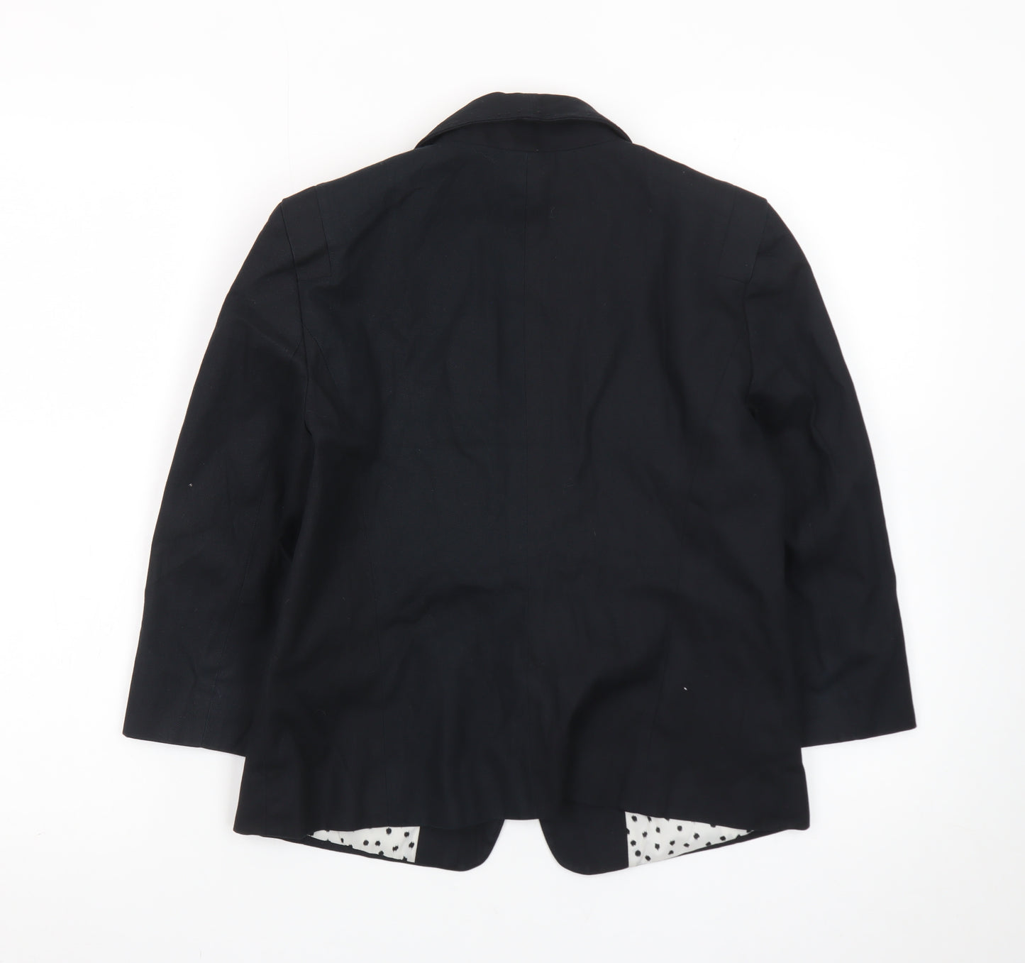 Ann Taylor Women Black Petite Blazer Single-Breasted Size 10P Cotton Blend