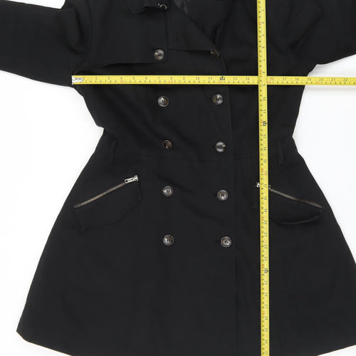 ASOS Women's Black Double-Breasted Mid-Length Coat UK 12