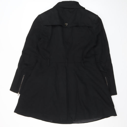 ASOS Women's Black Double-Breasted Mid-Length Coat UK 12