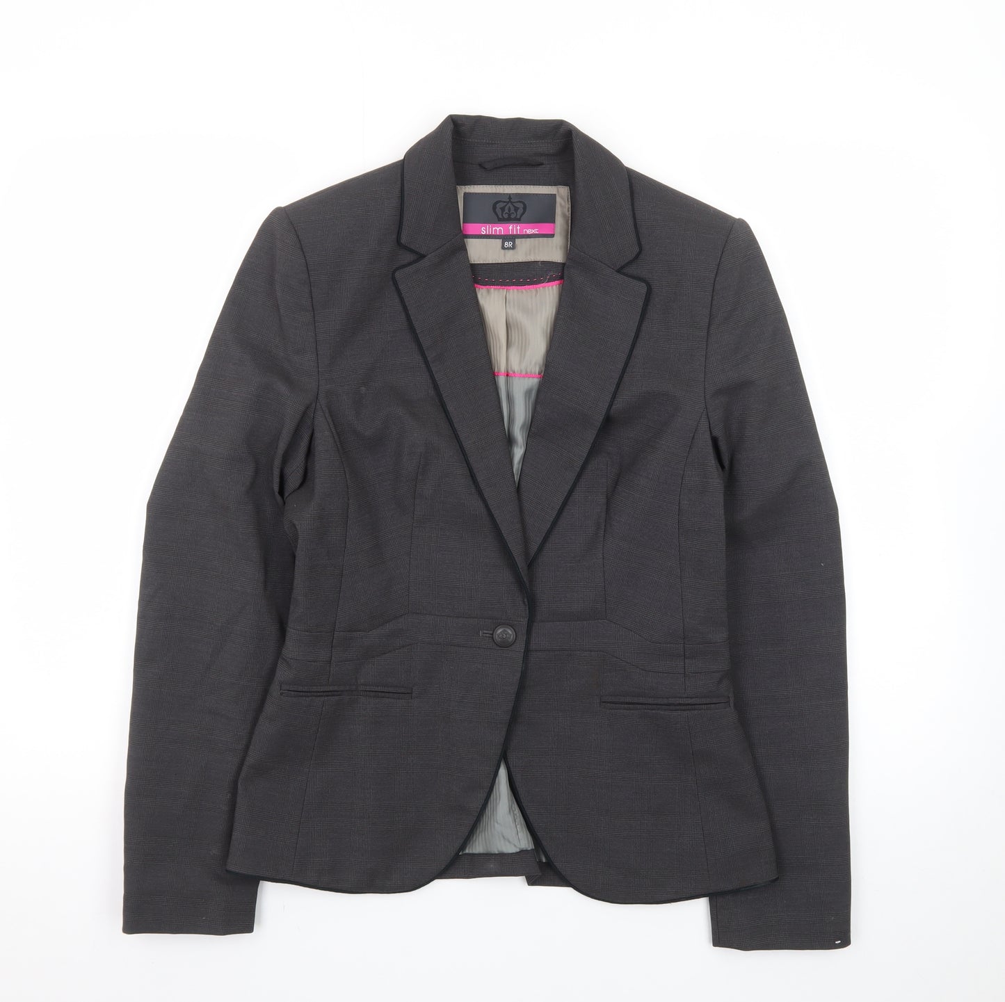 Next Women's Grey Slim Fit Blazer Jacket Size 8R Tailored Workwear