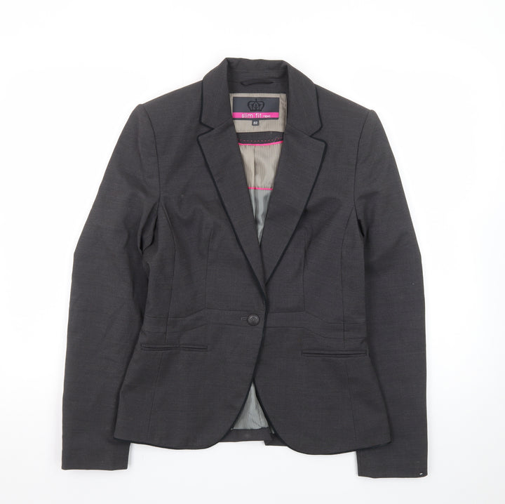 Next Women's Grey Slim Fit Blazer Jacket Size 8R Tailored Workwear