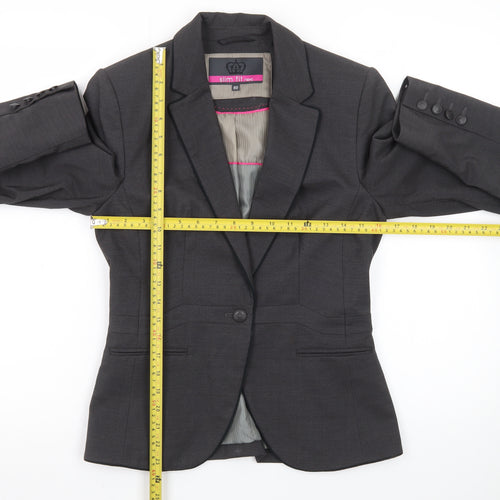 Next Women's Grey Slim Fit Blazer Jacket Size 8R Tailored Workwear