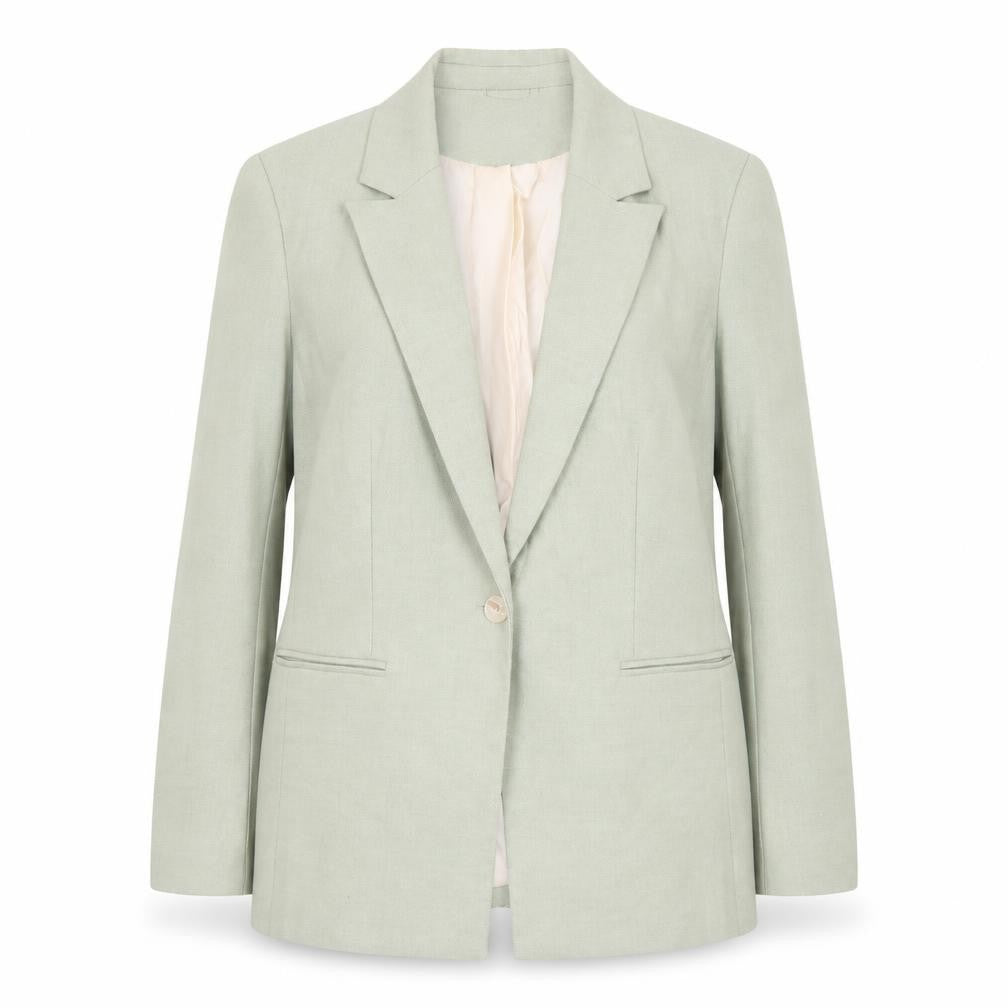 H&M Women Sage Green Single Breasted Blazer UK 14 Polyester Blend