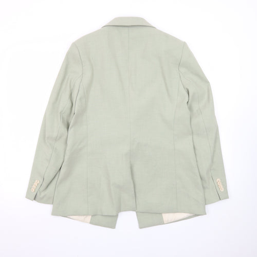 H&M Women Sage Green Single Breasted Blazer UK 14 Polyester Blend
