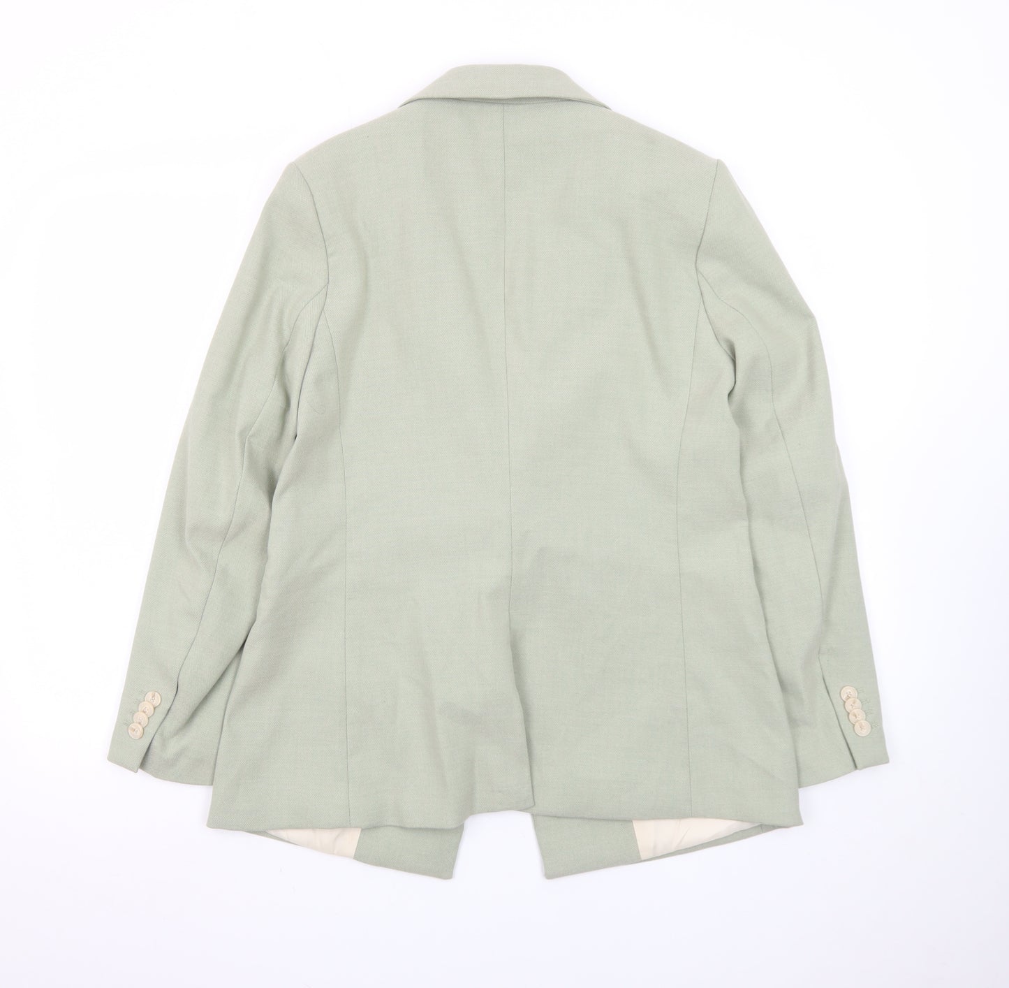 H&M Women Sage Green Single Breasted Blazer UK 14 Polyester Blend