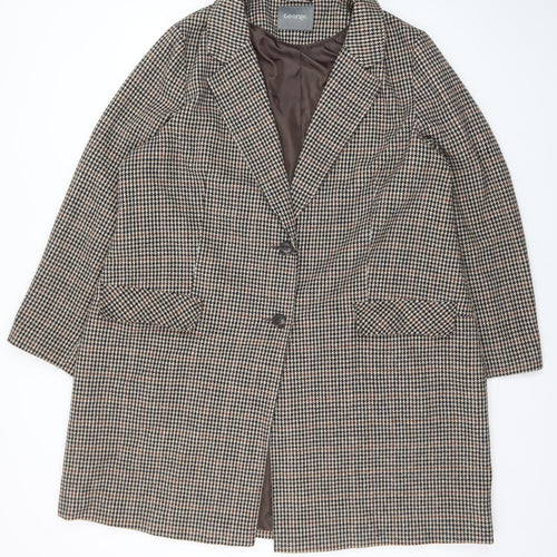 George Women’s Brown Houndstooth Long Coat Size 22 Classic Style