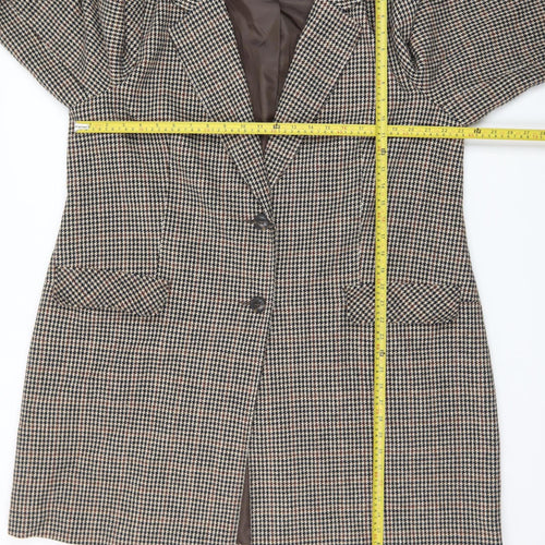 George Women’s Brown Houndstooth Long Coat Size 22 Classic Style