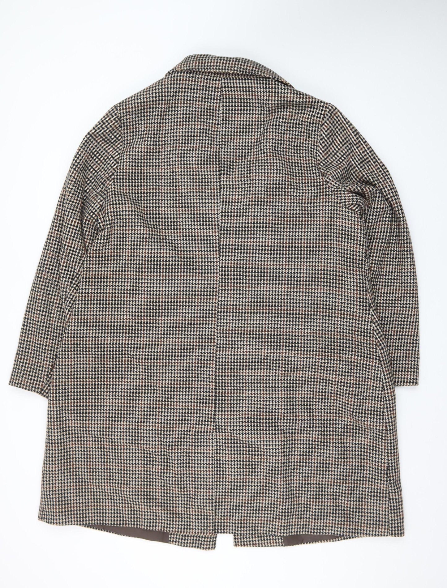 George Women’s Brown Houndstooth Long Coat Size 22 Classic Style