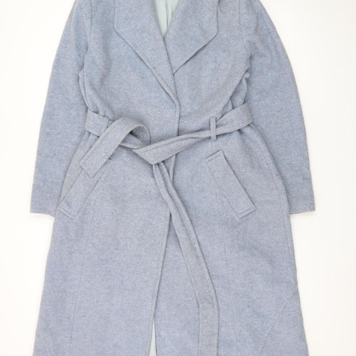 Marks and Spencer Women’s Ice Blue Wool Belted Long Coat Size 14
