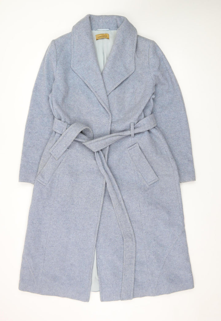 Marks and Spencer Women’s Ice Blue Wool Belted Long Coat Size 14