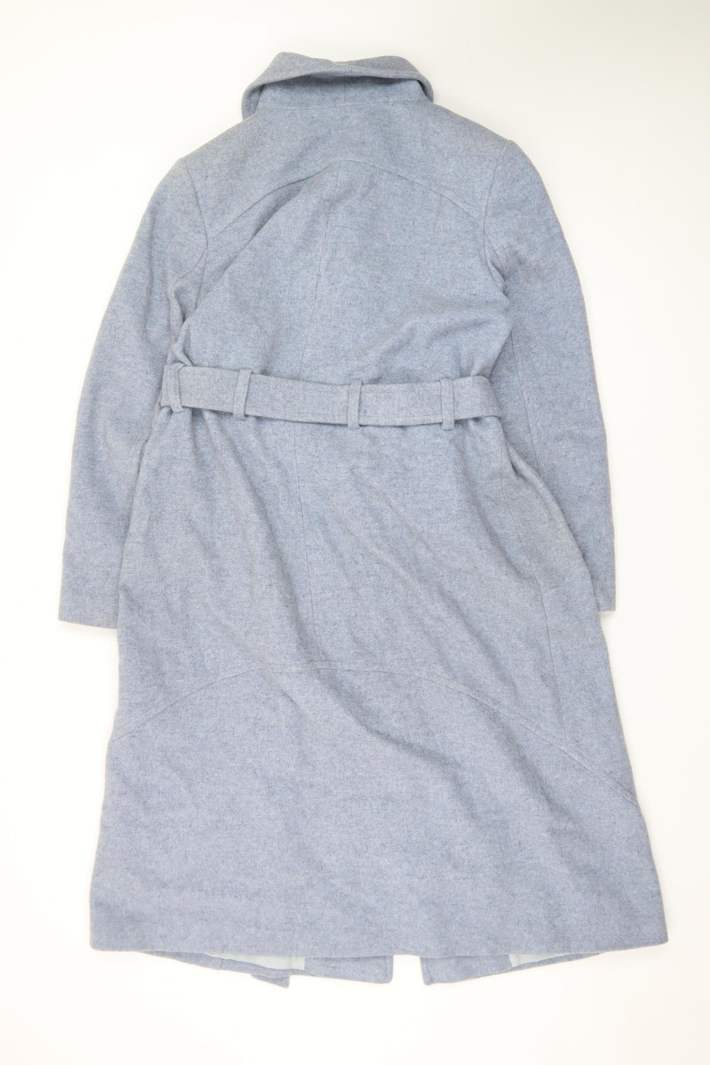 Marks and Spencer Women’s Ice Blue Wool Belted Long Coat Size 14