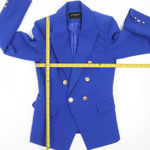 Attentif Paris Women's Blue Double-Breasted Blazer Size 8