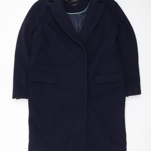 Marks and Spencer Women’s Blue Wool Cashmere Mid-Length Overcoat Size 12