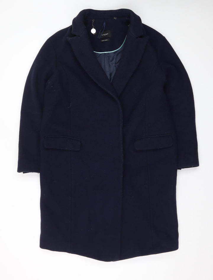 Marks and Spencer Women’s Blue Wool Cashmere Mid-Length Overcoat Size 12