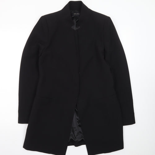 Zara Women Black Shawl Collar Longline Blazer Size 14