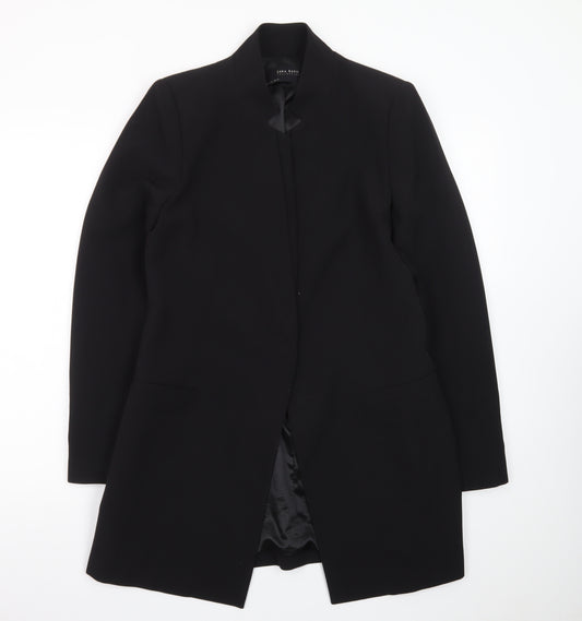 Zara Women Black Shawl Collar Longline Blazer Size 14