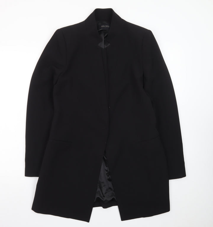 Zara Women Black Shawl Collar Longline Blazer Size 14