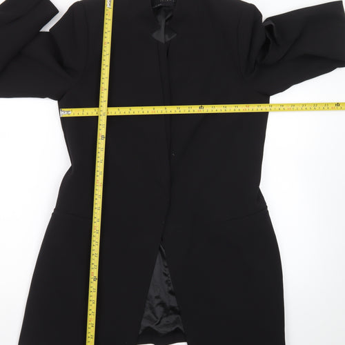 Zara Women Black Shawl Collar Longline Blazer Size 14