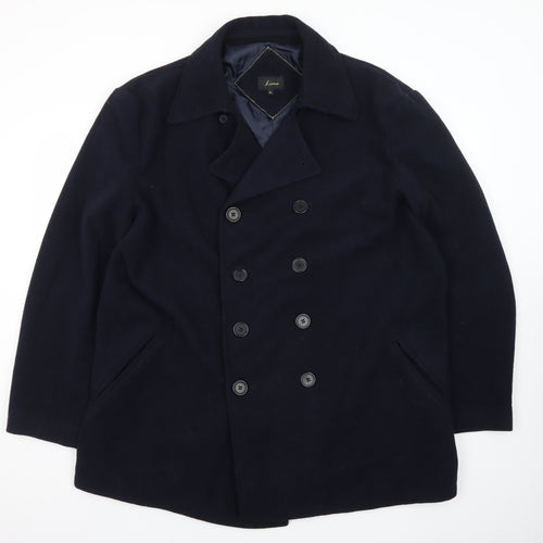 Lime Men's Blue Wool Blend Pea Coat XL Classic Winter Jacket