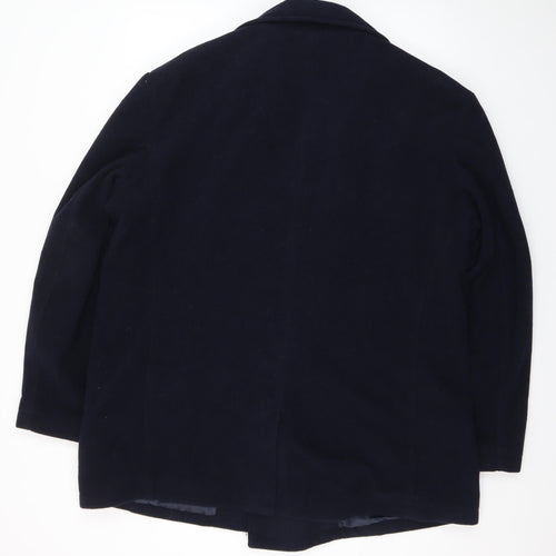 Lime Men's Blue Wool Blend Pea Coat XL Classic Winter Jacket
