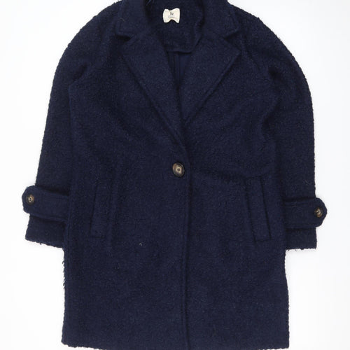 Tu Women’s Blue Mid-Length Overcoat Size 8 Lined Button Front