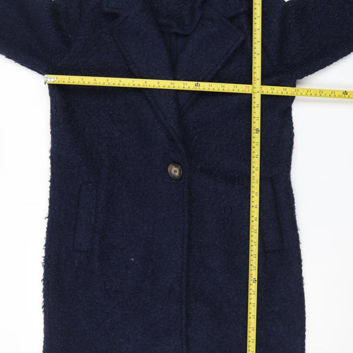 Tu Women’s Blue Mid-Length Overcoat Size 8 Lined Button Front