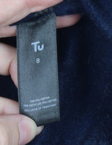 Tu Women’s Blue Mid-Length Overcoat Size 8 Lined Button Front