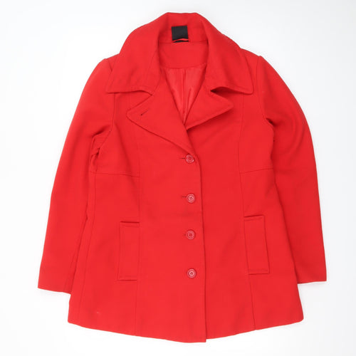 TGS Womens Red Size 14 Polyester Lined Single-Breasted Jacket