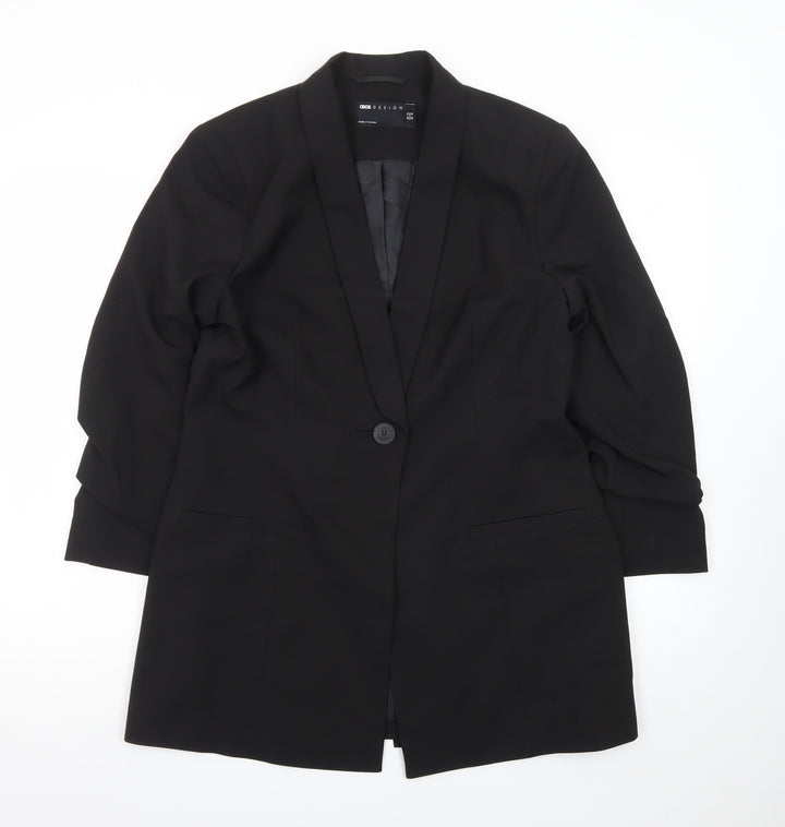 ASOS Design Women's Black Longline Shawl Collar Blazer UK 14
