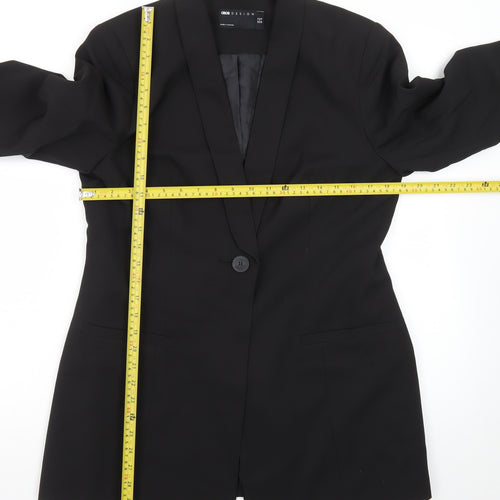 ASOS Design Women's Black Longline Shawl Collar Blazer UK 14