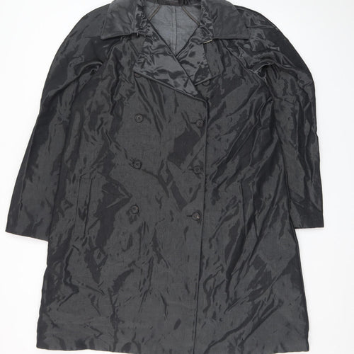 Calvin Klein Womens Black Wool Blend Double-Breasted Coat Size 18