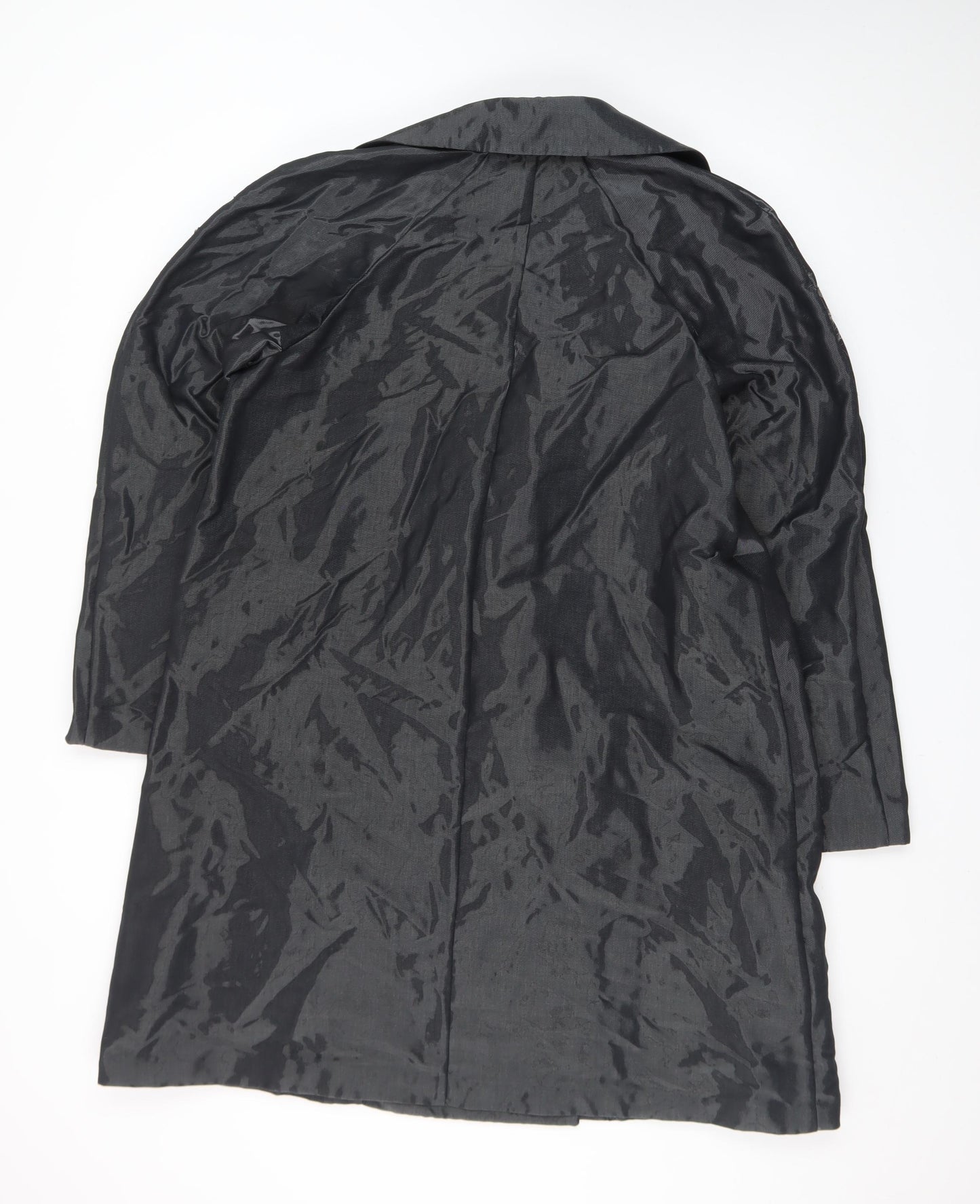 Calvin Klein Womens Black Wool Blend Double-Breasted Coat Size 18