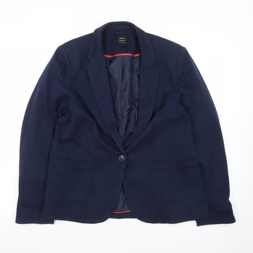 John Lewis Women Navy Blue Size 14 Classic Single-Breasted Blazer