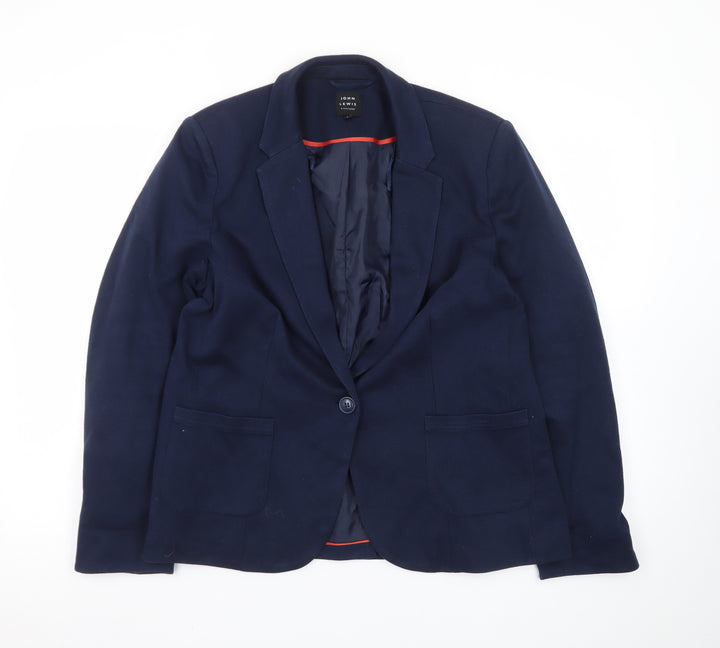 John Lewis Women Navy Blue Size 14 Classic Single-Breasted Blazer