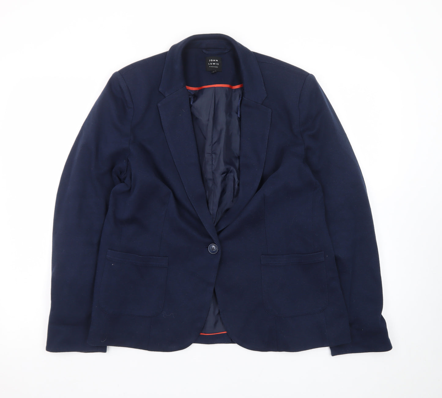 John Lewis Women Navy Blue Size 14 Classic Single-Breasted Blazer