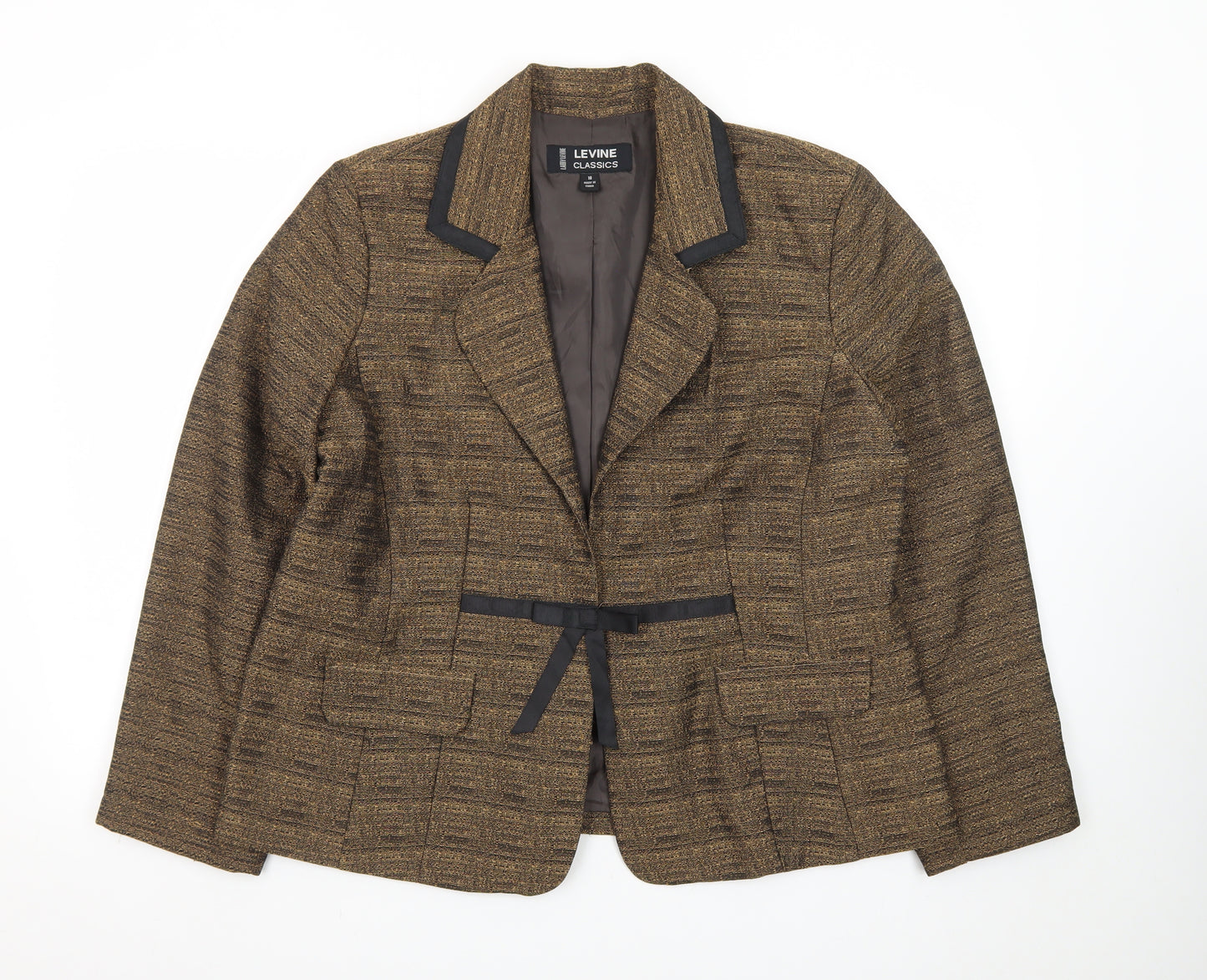 Larry Levine Classics Women Brown Size 18 Single-Breasted Blazer