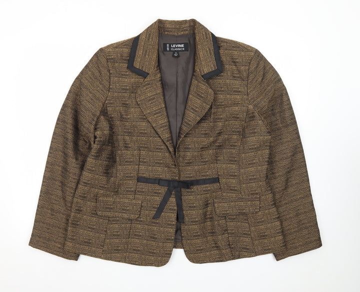 Larry Levine Classics Women Brown Size 18 Single-Breasted Blazer
