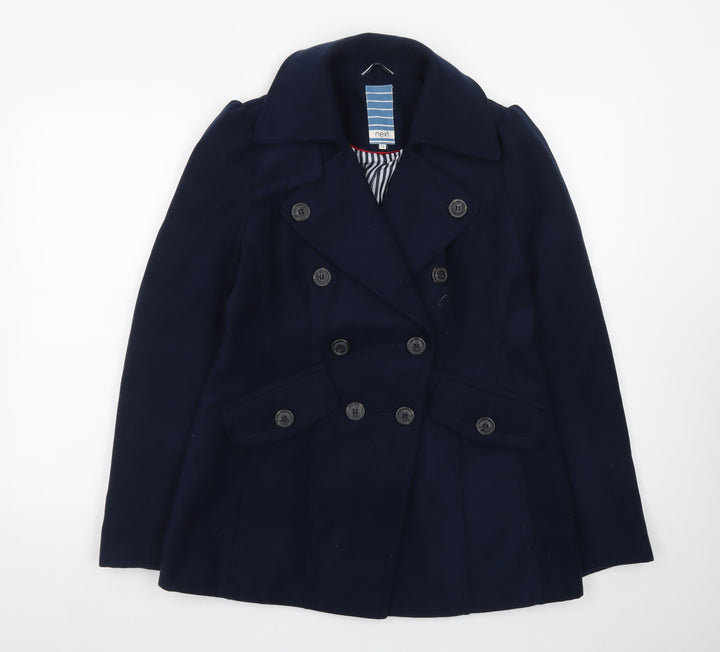 Next Women’s Blue Mid-Length Pea Coat Size 12 Double-Breasted