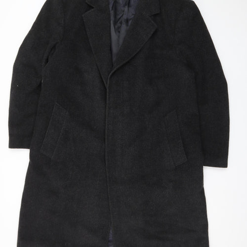 Varteks Men's Black Wool Blend Overcoat Size 42 Classic Formal Coat