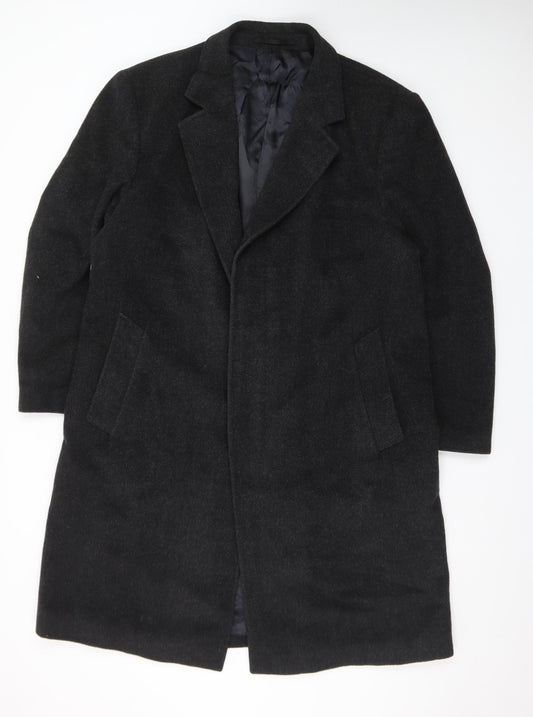 Varteks Men's Black Wool Blend Overcoat Size 42 Classic Formal Coat