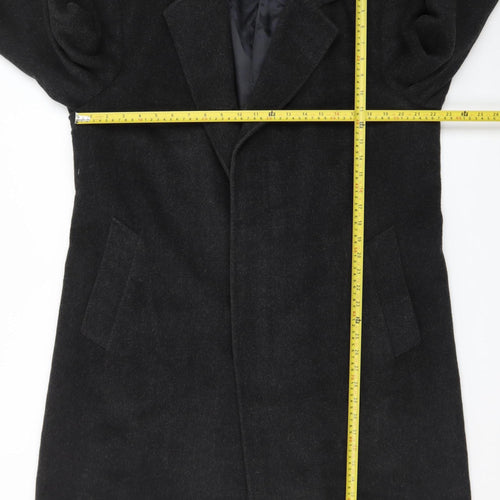 Varteks Men's Black Wool Blend Overcoat Size 42 Classic Formal Coat