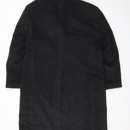 Varteks Men's Black Wool Blend Overcoat Size 42 Classic Formal Coat