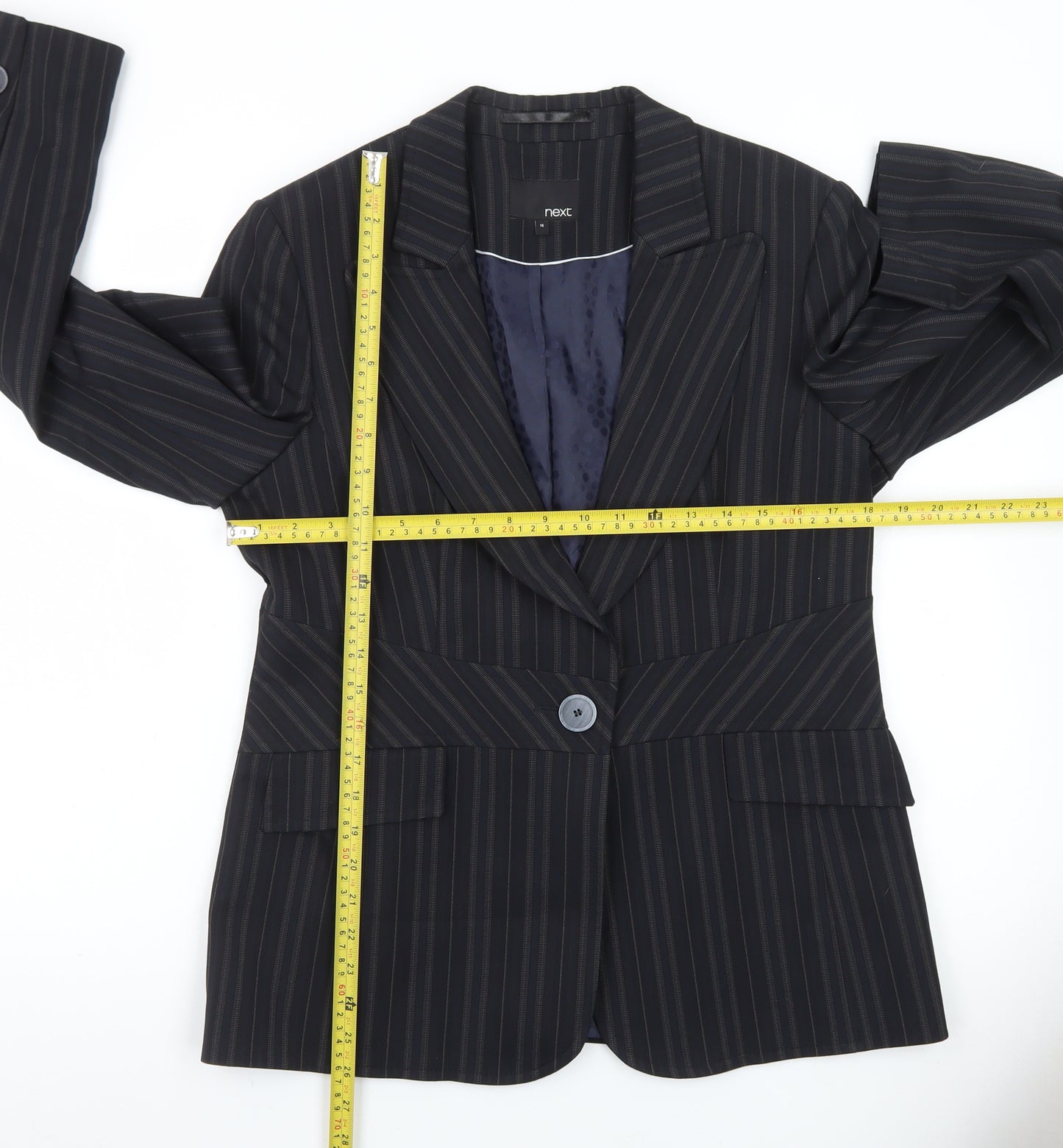 Next Women's Black Pinstripe Tailored Blazer Size 16