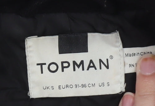 Topman Men's Black Wool Blend Mid-Length Overcoat Size S
