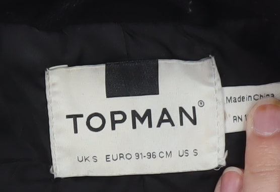 Topman Men's Black Wool Blend Mid-Length Overcoat Size S