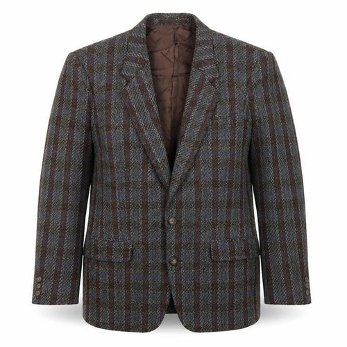 Yves Manoir Women Brown Wool Tweed Checked Single-Breasted Blazer Size 18