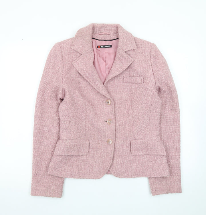 Cova Womens Pink Tweed Wool Blend Blazer Jacket Size 10