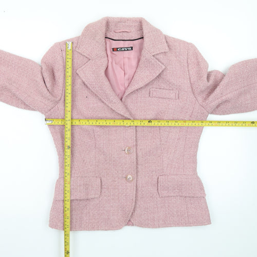 Cova Womens Pink Tweed Wool Blend Blazer Jacket Size 10