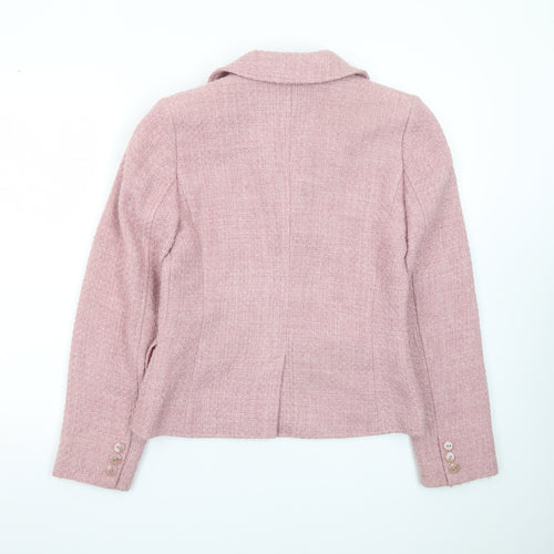 Cova Womens Pink Tweed Wool Blend Blazer Jacket Size 10
